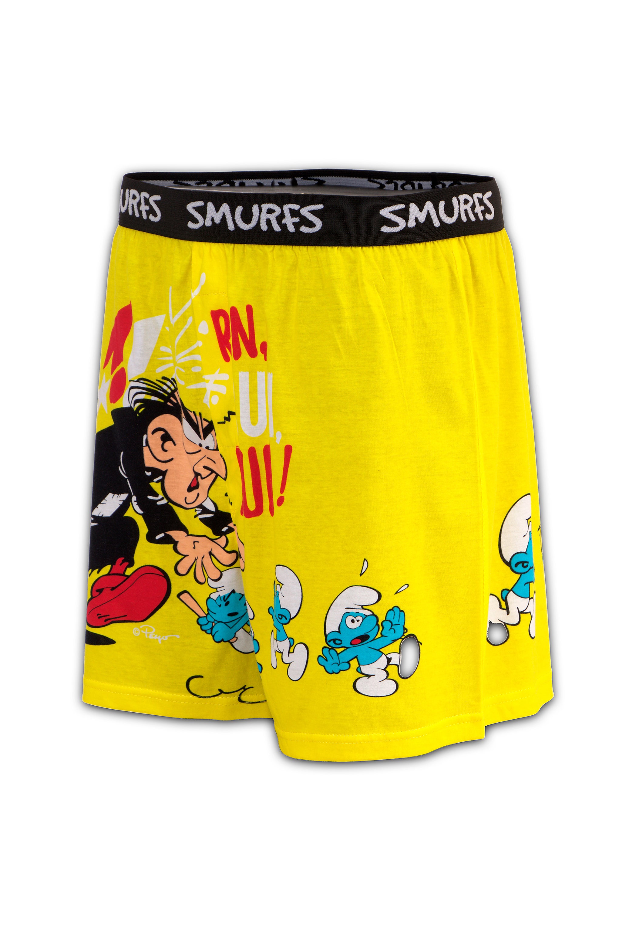 Men Yellow 'SMURFS' Cartoon Boxer