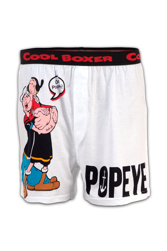 Men White 'OH POPEYE' Cartoon Boxer