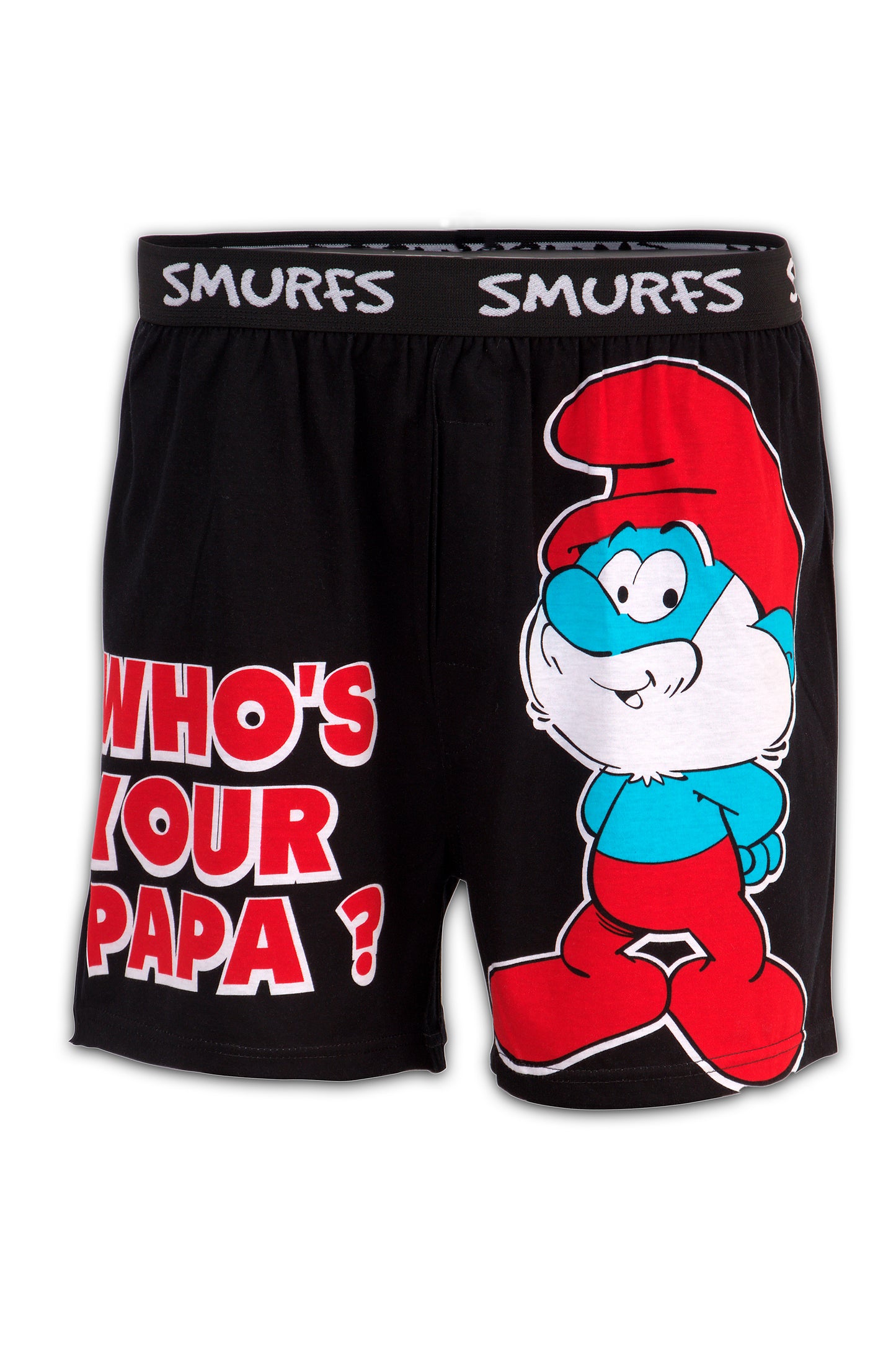 Men Black WHO'S YOUR PAPA ? Smurfs Cartoon Boxer