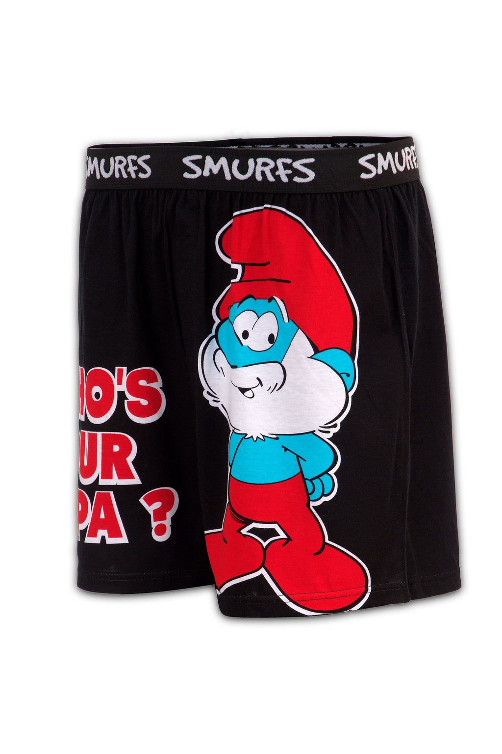 Men Black WHO'S YOUR PAPA ? Smurfs Cartoon Boxer