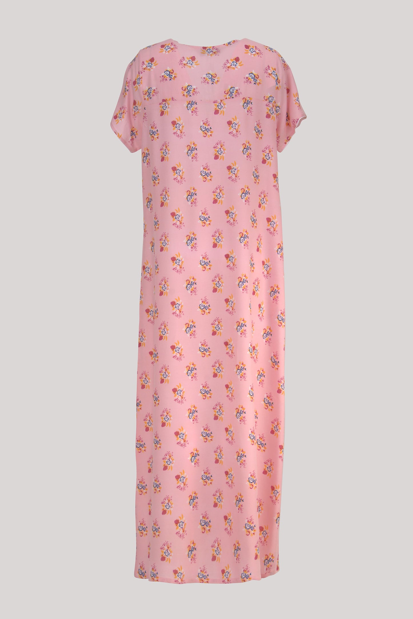 Women Peach Printed Cotton Rayon Nighty