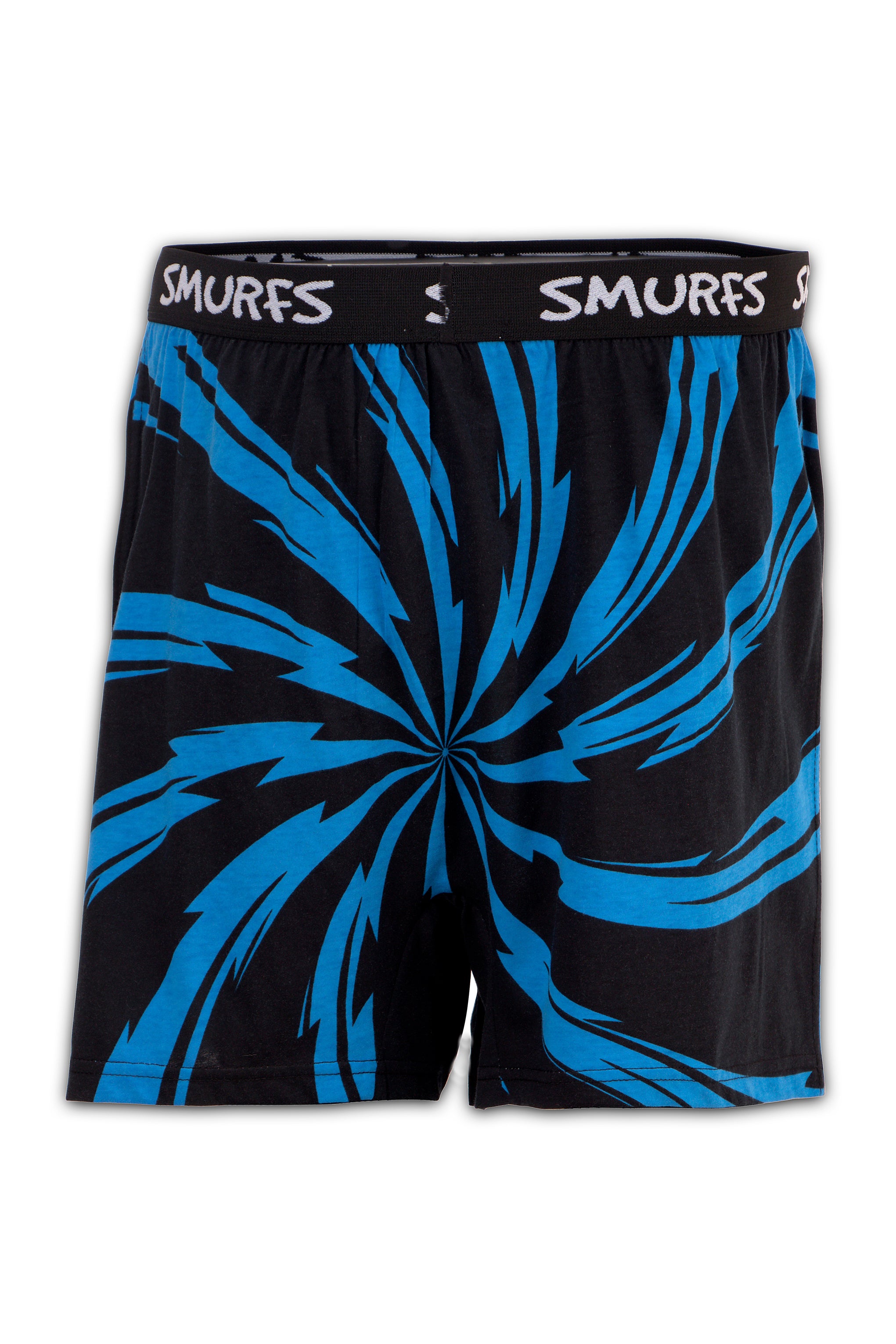 Men Black & Navy 'I NEVER KISS AND SMURFS' Cartoon Boxer