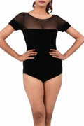 Noir Velvet Mesh Yoke Bodysuit