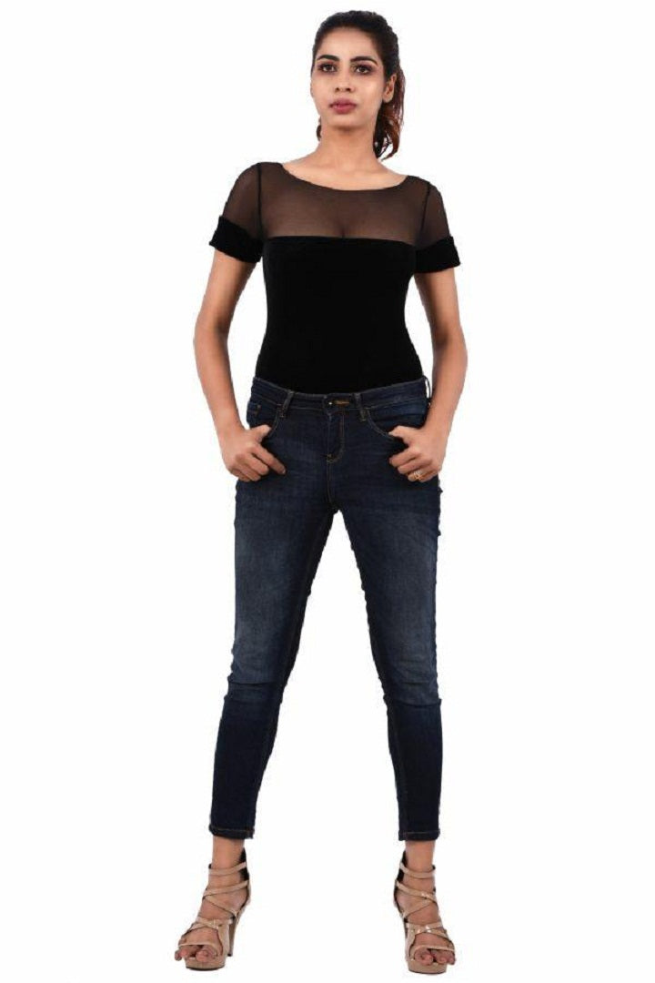 Women Premium Lingerie Velvet Bodysuit Black