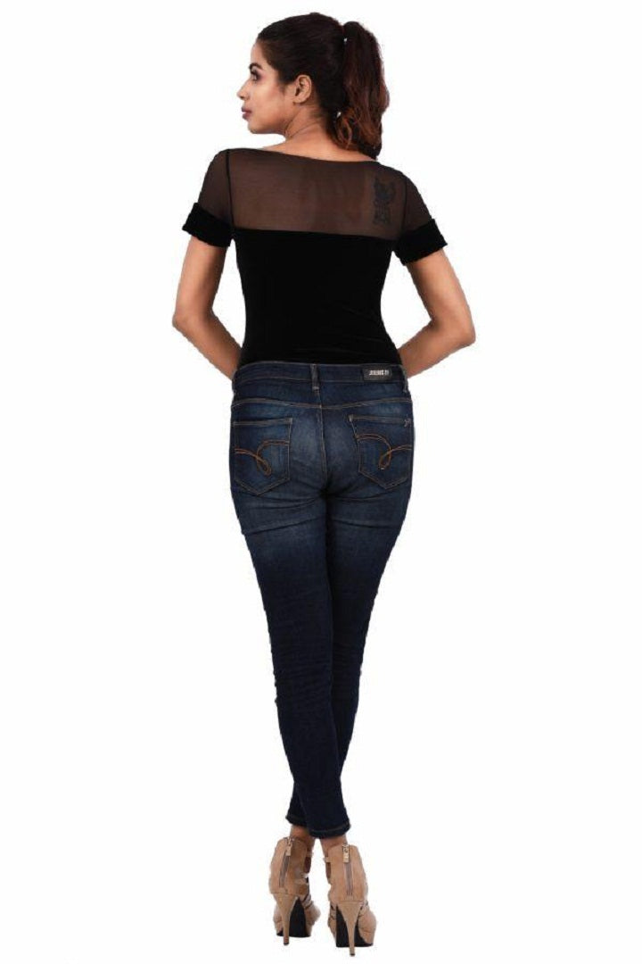 Women Premium Lingerie Velvet Bodysuit Black