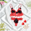 Pink Lace & Net Lingerie Bikini Co-Ord Set