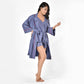 Women Blue Floral Printed Japenese Cotton Spaghetti Top and Short with Robe