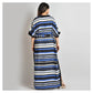 Woman Cotton Blue Black Stripe Gown