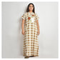 Women Off White Check Style Jersey Machine Embroidery Nighty - For Mild Winters