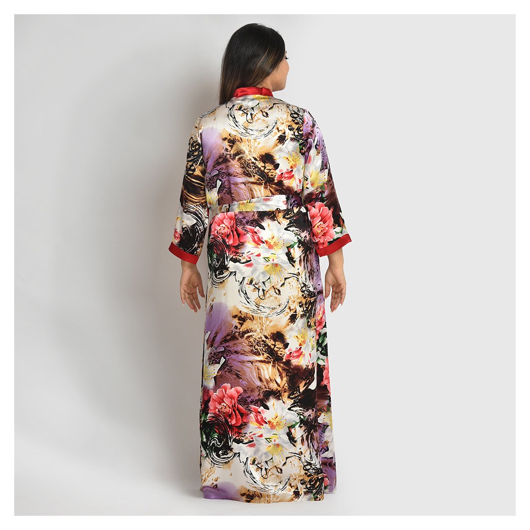 Woman Bold Multi Color Silk Robe