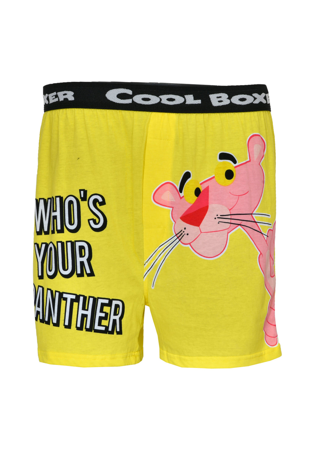 Men Yellow "WHO'S YOUR PANTHER" Cartoon boxer