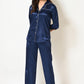 Women Navy Blue Satin Night Suit