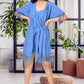 Women Blue MidNight Blue Cutwork Embroidery Rayon Spaghetti Top and Short with Robe