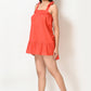 Women Orange Polka Short Gown and Sphagetti  Nightwear Set