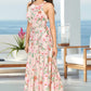 Women Peach Floral Print Satin Beach Wear