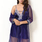 Women Indigo Satin Short Nighty Gown Set