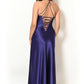 Women Indigo Satin Lever Lace In Cutwork Pattern Bridal Nighty Gown Set