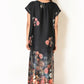 Woman Black Printed Floral Digital Print Satin Nighty