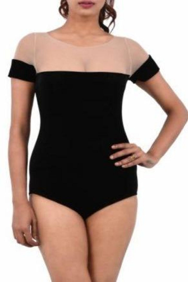 Women Premium Lingerie Velvet Bodysuit Black