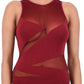 Women Exotic Mesh / Net  Bodysuit Maroon