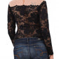 Women Premium Lingerie Full Sleeve Lace Bodysuit Black