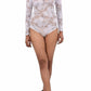 Women Premium Lingerie Full Sleeve Lace Bodysuit White
