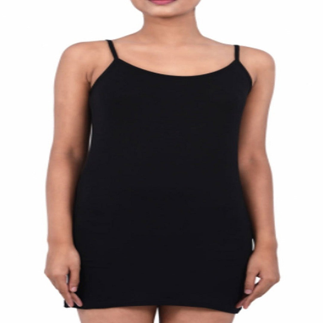 Women Spaghetti Mid Thigh Length Jersey Cotton Long Slip