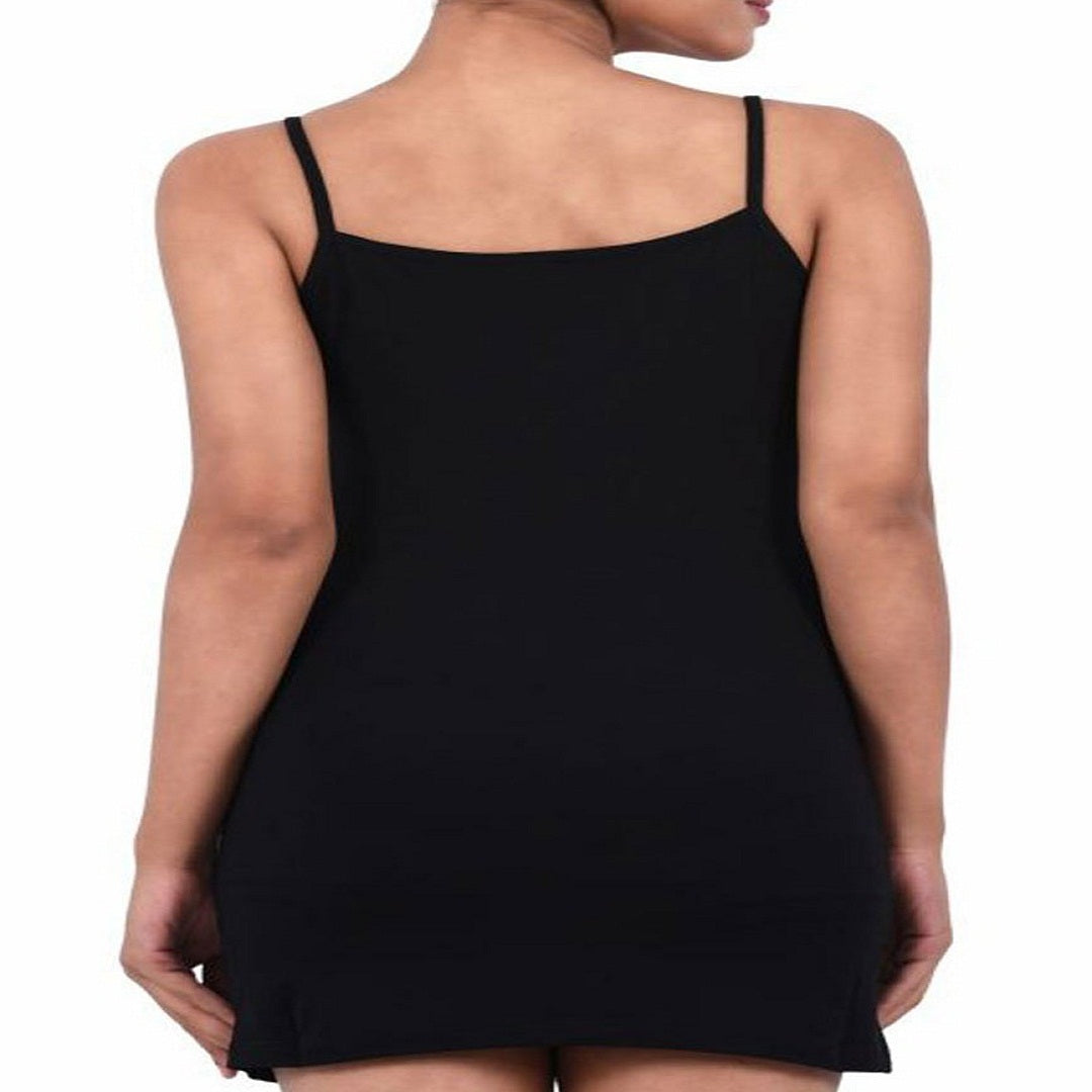 Women Spaghetti Mid Thigh Length Jersey Cotton Long Slip