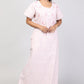 Women Peach Hand Embroidery Floral Cotton Nighty