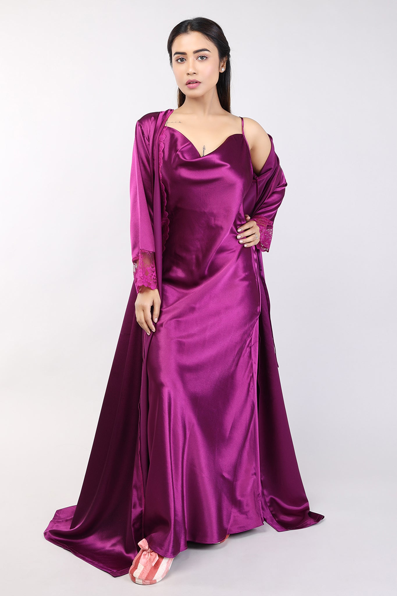 Long Sexy Satin Nightgown- Women Luxury Fashion Silk Dress Robe (custom  colour) at Rs 750/piece | Satin Night Dress For Women in New Delhi | ID:  2850317202697