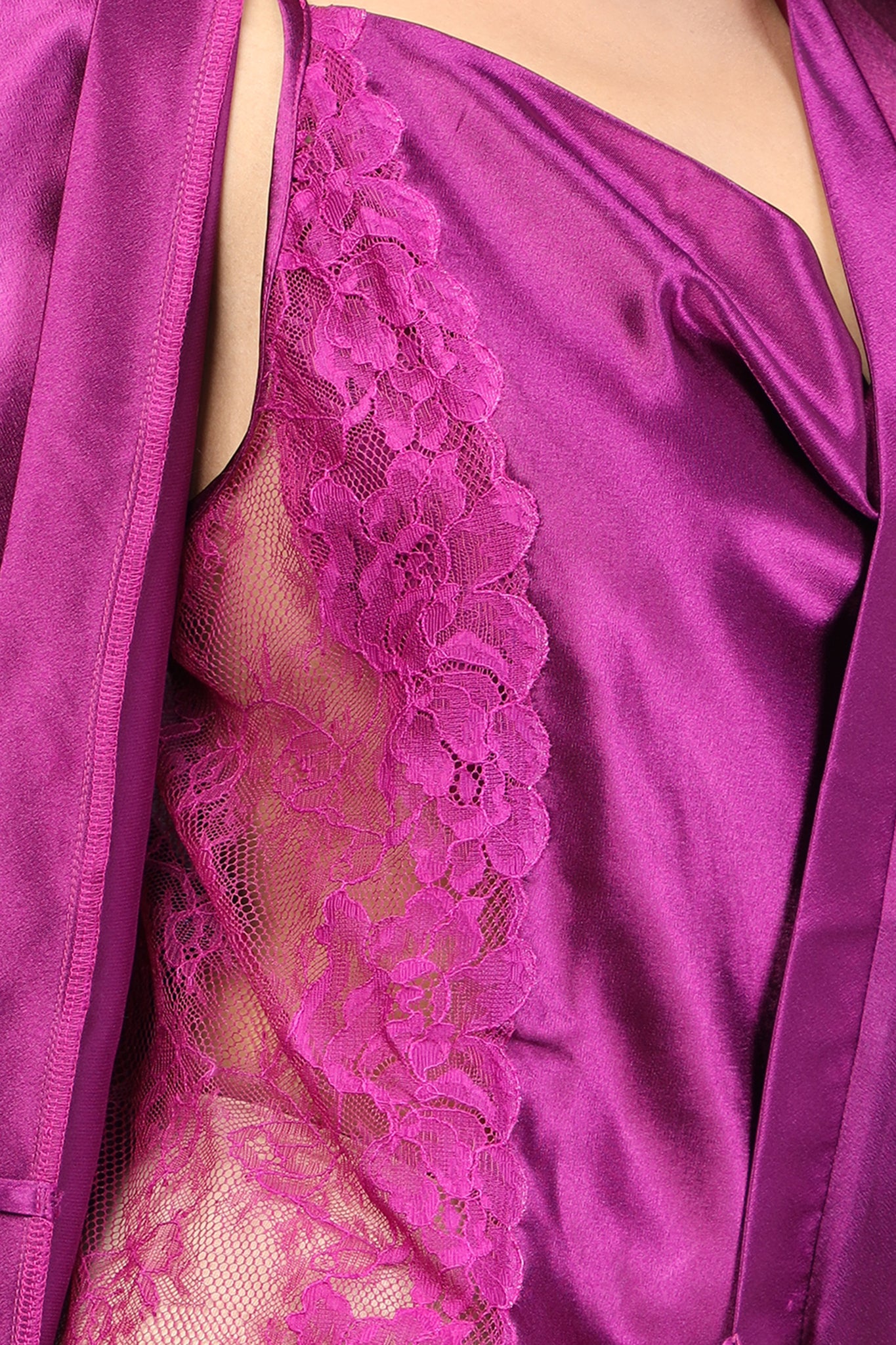 Contrast Lace Trim Spaghetti Strap Split Night Gown – RUBYBELLEBABY