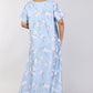 Women Dark Grey Floral Print Satin Nighty