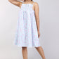 Women Light Blue Floral Print Short Cotton Nighty