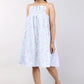 Women Light Blue Floral Print Short Cotton Nighty