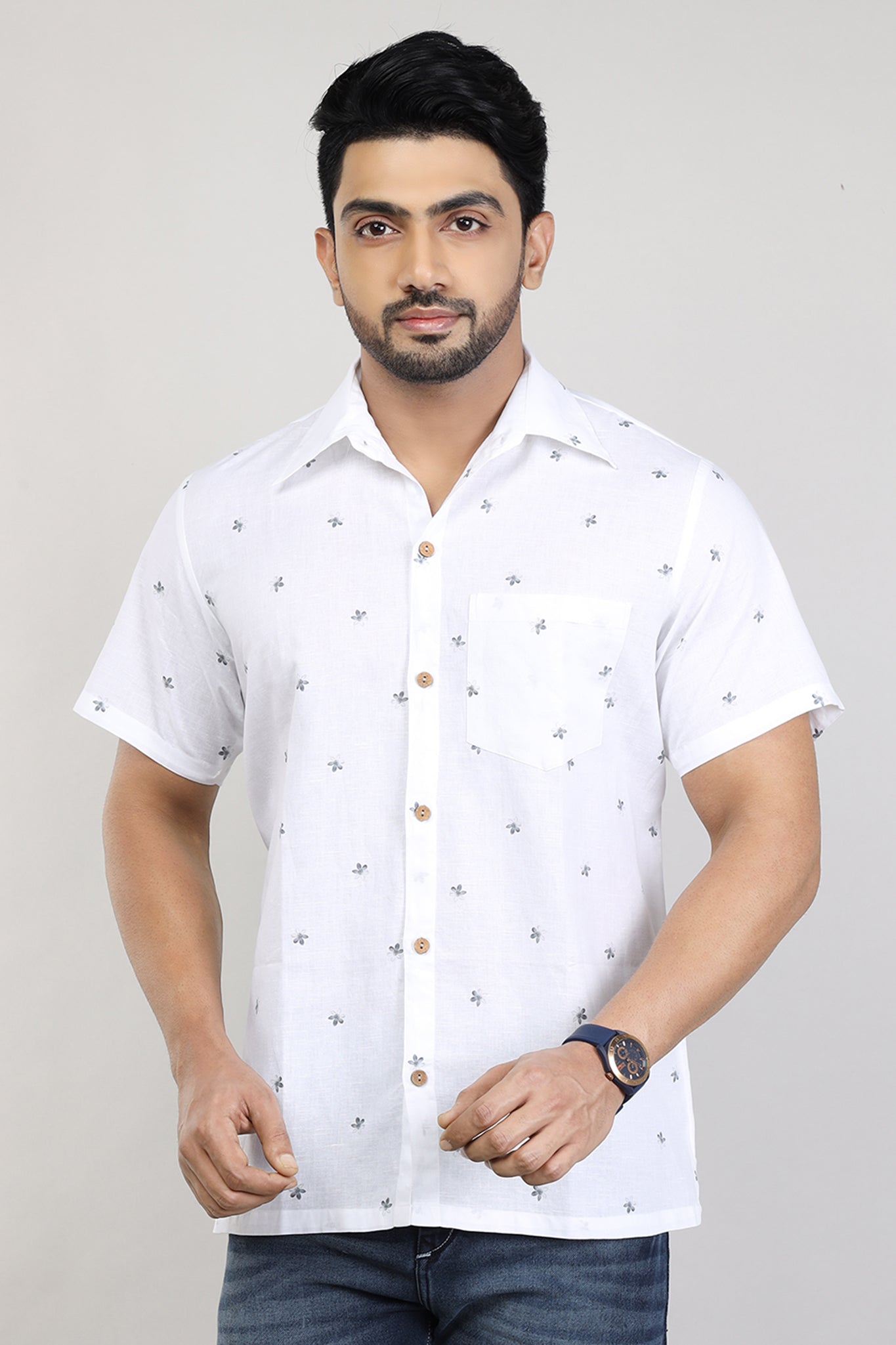 Men Beach Wear Cotton Printed Shirt