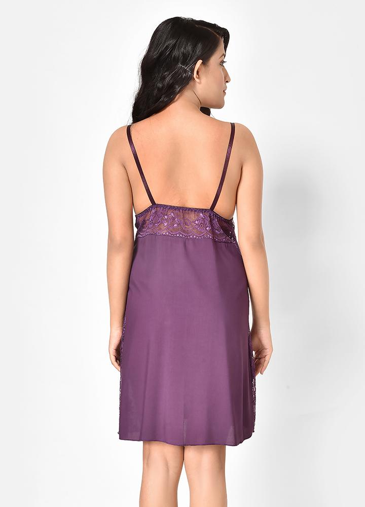 Women Sexy Short Cotton Lace Bedroom Nighty – Free Size